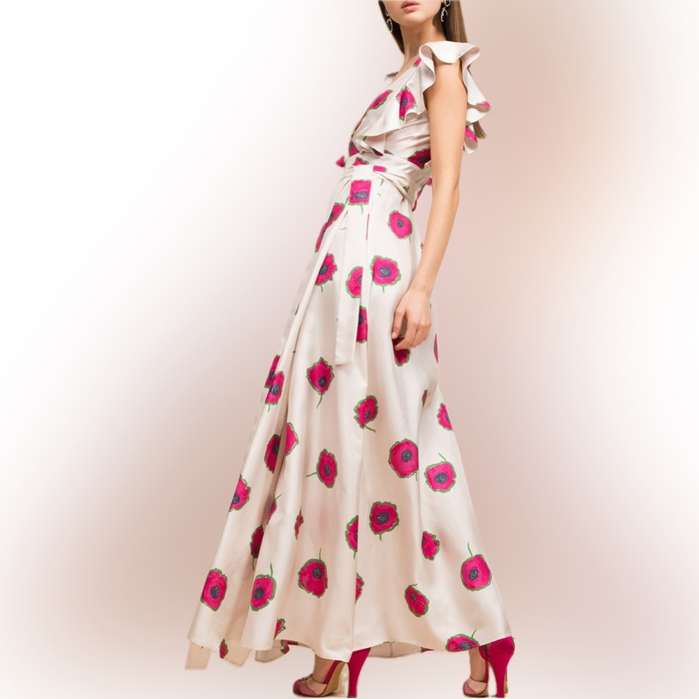 La Double J 100% Italian Silk Maxi Wrap Wedding Guest Dress - Picture 6 of 16